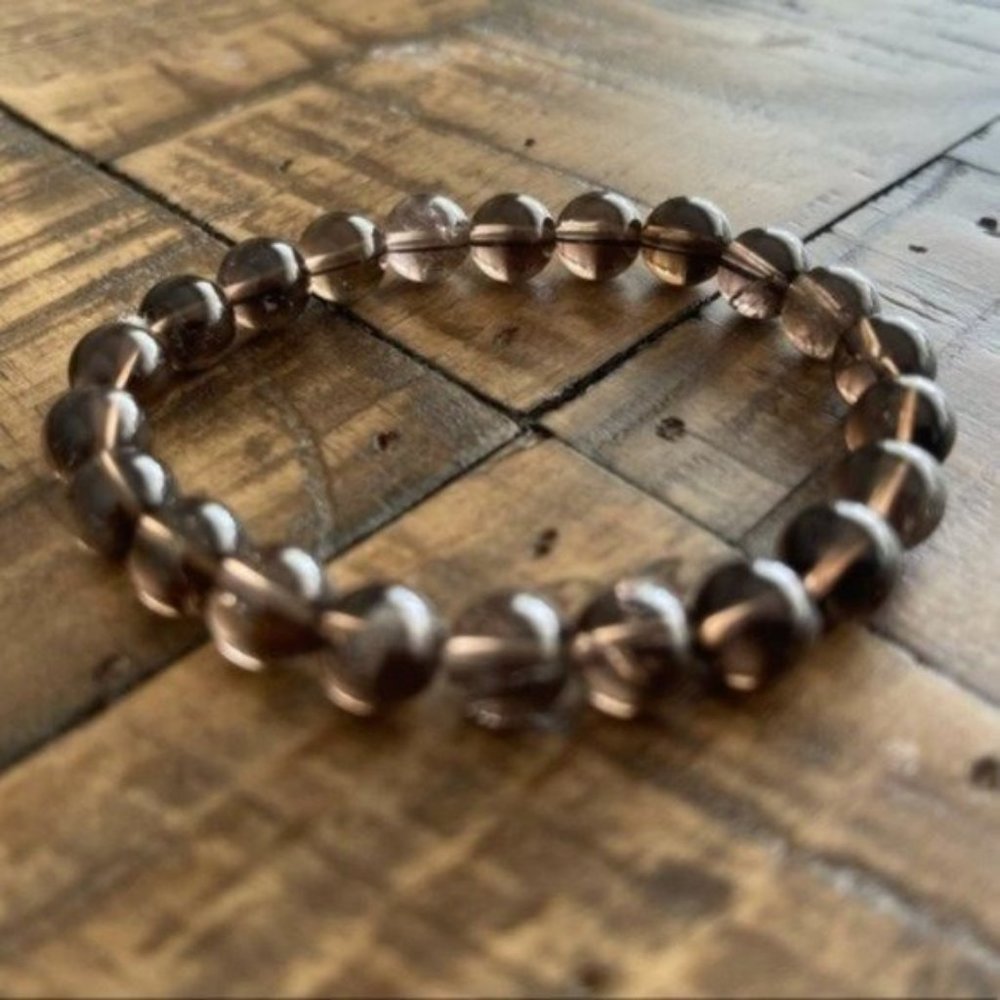8mm Smokey Quartz Chakra Stretch Bracelet - Picture 4 of 6